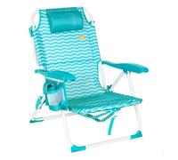 Aktive silla playa multiposición 48x58x76 cm ondas azules con bolsillos