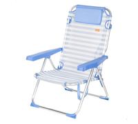 AKTIVE Silla de Playa Plegable, Rayas marineras, 48x60x90 cm, 5 Posiciones, Aluminio y textileno, Antivuelco, Soporta 110 kg, Cojín, Asa Transporte, Bolsillos, Tumbona jardín (62548)