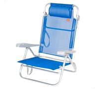 AKTIVE Silla playa plegable, 8 posiciones, Color azul, 47x49x82 cm, Incluye cojín acolchado, Asas de transporte, Soporta 110 kg, Sillas respaldo reclinable, Multiposición (62668)