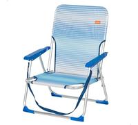 Aktive silla de playa baja plegable rayas azul con asa de hombro