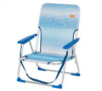 AKTIVE Silla playa plegable, Silla baja de playa, Azul rayas, 44x40x72 cm, Incorpora topes antivuelco, Asa de hombro, Soporta 110 kg, Sillas de playa, Sillas de playa bajas, Sillas de playa plegables,