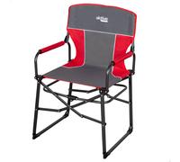 Aktive - Silla plegable camping, playa y pesca de 54x49x92 cm, color gris y rojo, soporta un peso máximo de 110 kg, topes antivuelco, reposabrazos acolchados, estructura de acero, plegado compacto,