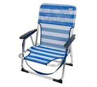 AKTIVE Silla fija plegable de playa, respaldo fijo, 44x40x72 cm, aluminio, con asa para transportar, color azul y rayas blancas, soporta 100 kg peso (53950)