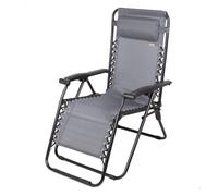 AKTIVE Tumbona jardín plegable, Color gris, 52x68x104 cm, Gravedad cero, Estructura acero, Tejido textileno, Soporta 110 kg, Antivuelco, Cojín acolchado, Hamaca terraza exterior (61166)