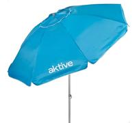 AKTIVE Sombrilla de Playa antiviento, 240 cm, Azul, 8 Varillas, Protección Solar, UV50, inclinable, Regulable Altura, con ventilación y Bolsa Transporte (62495)