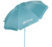 Aktive - Sombrilla de playa inclinable D220 cm, azul, con protección UV50, 8 varillas, material oxford, con ventilación, para exterior