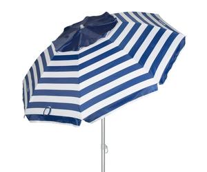 Aktive - Sombrilla de playa marinera antiviento, protección UV50 con revestimiento plateado, mástil de metal 28/32 mm, sistema de inclinación, 8 varillas de fibra de vidrio, ventilación Max+Air y