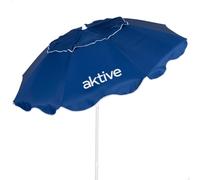 AKTIVE Sombrilla de playa, Plegado compacto, D200 cm, Azul, Protección UV50, Tejido poliéster, Mástil acero 28/32 mm, 8 varillas, Ventilación superior, Funda de transporte asa hombro (62498)