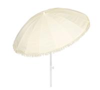 AKTIVE Sombrilla playa 16 varillas 200 cm beige, mástil de acero inclinable, protección UV50, diseño con flecos, varillas reforzadas, funda de transporte incluida, optima para la playa (62432)