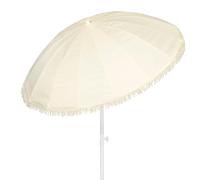 AKTIVE Sombrilla playa 16 varillas 200 cm beige, mástil de acero inclinable, protección UV50, diseño con flecos, varillas reforzadas, funda de transporte incluida, optima para la playa (62432)