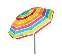 AKTIVE Sombrilla de playa, 160 cm, Rayas multicolor, Protección UV50, Inclinable y regulable en altura, Mástil acero, Tejido poliéster Oxford, 8 varillas, Funda transporte con asa (62360)