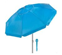 AKTIVE Sombrilla de playa, Ø220 cm, Azul, Protección UV50, Incluye soporte, Tejido Oxford, Mástil acero 28/32 mm, 8 varillas, Ventilación superior, Funda de transporte (62494)