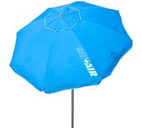 Aktive - Sombrilla playa antiviento.180 cm, 200 cm o 220 cm, Max Air, azul, forma octogonal, poliéster con protección UV50 y revestimiento plateado, 8 varillas fibra de vidrio, mástil inclinable