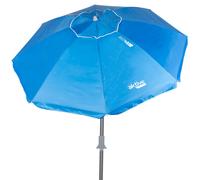 Aktive - Sombrilla playa antiviento 200 cm o 220 cm, Max Air, azul, forma octogonal, poliéster con protección UV50 y revestimiento plateado, 8 varillas fibra de vidrio, mástil inclinable Ø28/32 mm,