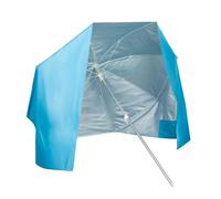 AKTIVE Sombrilla playa y paravientos 200 cm, 8 varillas de fibra de vidrio, Diseño 2 en 1, Mástil aluminio, Protección UV50 con revestimiento plateado, Funda de transporte incluida, Sombrillas (62437)