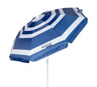 AKTIVE Sombrilla playa plegable estilo marinero a rayas Ø180, Con revestimiento plateado y protección UV 50, paravientos playa, sombrilla parasol, para-sol playa, sombrillas para playa (62234)