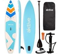 AKTIVE Tabla paddle surf hinchable, Adulto, 340x81x15 cm, Soporta 200 kg, Hinchador con manómetro, Remo ajustable, Kit reparación, Mochila transporte, Accesorios playa (54371)