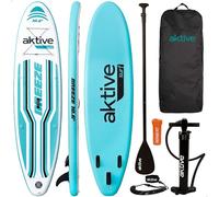 AKTIVE Tabla Paddle Surf Hinchable Iniciación All-Round, Ligera, Superficie Antideslizante, Medidas 320x81x15 cm, Incluye hinchador, Remo, 3 Aletas y Kit de reparación (62043)