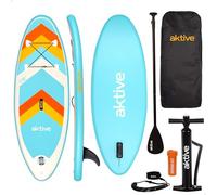 AKTIVE Tabla Paddle Surf Hinchable, Junior, 213x71x10 cm, Soporta 200 kg, Hinchador con manómetro, Remo Ajustable, Kit reparación, Mochila Transporte, Accesorios Playa (54370)