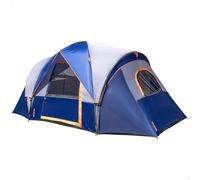 AKTIVE Tienda de campaña 6 Personas, 2 dormitorios, 455x220x190 cm, Poliéster, Varillas Fibra de Vidrio, Mosquiteras, Impermeable, 14 piquetas, Bolsa Transporte, Tiendas Camping (63188)