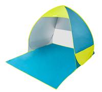 Aktive - Tienda de playa, montaje pop-up, azul y verde, 140x160x110 cm, protección UV50, revestimiento plateado, tejido de poliéster, ideal para 2 personas, incluye funda de transporte, tienda campaña