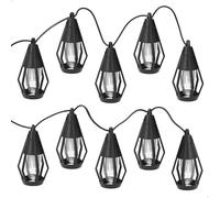 AKTIVE Tira Luces LED Exterior jardín, 7 Metros, 10 Bombillas solares, Farolillos 5,5x11,5 cm, Luz cálida, 15 lúmenes, Autonomía de 8 Horas, Visibilidad 10 Metros, Panel Solar (61160)