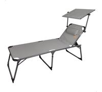 AKTIVE 62613 - Tumbona plegable de playa con parasol, Tumbona de playa con cojín, 193x67x48/96 cm, altura del asiento 48 cm, color gris, tumbona plegable, 5 posiciones, peso máx 100 kg