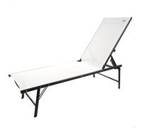 AKTIVE Tumbona jardín Exterior Blanca, de diseño, Plegable y reclinable en 6 Posiciones, Material Textileno, Peso máx soportado 110kg. Medidas 180x49x35cm, Hamacas y tumbonas (61105)