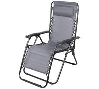 AKTIVE Tumbona jardín plegable, Color gris, 52x68x104 cm, Gravedad cero, Estructura acero, Tejido textileno, Soporta 110 kg, Antivuelco, Cojín acolchado, Hamaca terraza exterior (61166)