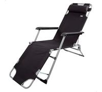 AKTIVE Tumbona Plegable, 177x47x34/85 cm, Negra, 3 Posiciones, Incluye cojín, Topes antivuelco, Tejido poliéster, Estructura Acero, Soporta 110 kg, Tumbonas Plegables para Playa y terraza (62297)