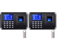 Aktivstar Máquina Fichar de Asistencia Biométrica de Huella Dactilar con Sistema Española Pantalla LCD Memoria de 8GB, con Capacidad de 1000 Huellas de fichar (Paquete de 2)