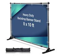 AKTOP - Kit de soporte para telón de fondo resistente (10 x 8 pies) - Negro - Uso general - Tela resistente