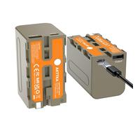 AKTTKA 2 Pilas 7000mAh NP-F750 para Sony NP-F550/F570/F750/F770/F930/F950/F960/F970, Carga rápida USB-C Entrada y USB-A Salida, batería Recargable para cámara, videocámara, Monitor, luz LED