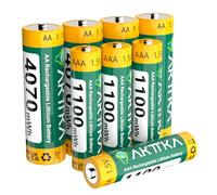 AKTTKA 4 Pilas AA + 4 Pilas AAA Recargables De Litio,AA 4070mWh Y AAA 1100mWh,1,5V.Especialmente Adecuadas para Mandos A Distancia,básculas Electrónicas,termómetros,sensores,mandos De Videojuegos