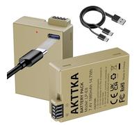 AKTTKA Batería LP-E8 Pack de 2 (1980mAh) con Cable USB-C 2 en 1 - Compatible con Canon EOS Rebel T2i/T3i/T4i/T5i, Kiss X4/X5/X6i/X7i, EOS 550D/600D/650D/700D