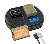 AKTTKA - Batería NP-FW50 (1800 mAh, 2 + cargador rápido 10 W, USB-C - compatible con Sony Alpha A6000, A6300, A6400, A6500, ZV-E10, A7 II, A7R II, A7S II RX10 II III IV NEX-5/6/7
