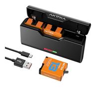 AKTTKA Batería para GoPro Hero 13 (3 × 2400 mAh), Kit de Carga y Almacenamiento con 3 baterías Recargables, diseñado para GoPro Hero 13 Black.