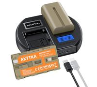 AKTTKA Baterías NP-F550 3000mAh Pack Doble + Cargador Rápido PD18W Dual para Sony NP-F550/570/530/750/330, con Pantalla LCD y Compatibilidad DSLR/Sin Espejo