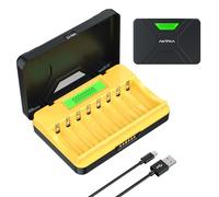 AKTTKA Cargador de Baterías de 8 Ranuras para Baterías Recargables de Litio AA/AAA de 1,5 V con Pantalla LCD, Supervisión Independiente de Ranuras, Entrada USB-C 5 V/2 A, Carga Protección Múltiple