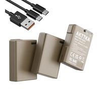 AKTTKA EN-EL14 1680mAh Baterías(Paquete de 3) con Cable de Carga USB-C 2 en 1 para Nikon D3100/D3200/D3300/D3400/D3500/D5100/D5200/D5300/P7000/P7100/P7200/P7700/P7800/Df