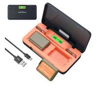 AKTTKA Pack 2 baterías NP-FW50 1800mAh con Cargador rápido | Cargador 20W con pantalla LCD y ranura SD, compatible Sony ZV-E10, A6000/A6400/A6500, A7 II/A7R II/A7S II, RX10 II/III/IV