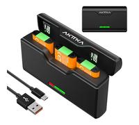 AKTTKA Pack de 3 Baterías NP-BX1 (1380mAh) y Cargador de 3 Puertos, compatibles con Sony ZV-1, RX1, DSC-RX100, DSC-RX100 II/III/Ⅳ/Ⅴ/Ⅵ/Ⅶ/VA, FDR-X3000, con Pantalla LED y Soporte para Tarjeta SD