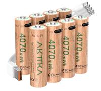 AKTTKA Pilas AA Recargables 4070 mWh, Pack de 8, 1,5V Lithium, LR6, R6