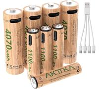 AKTTKA Pilas Recargables AA y AAA de Litio 1,5 V, 4× AA 4070 mWh + 4× AAA 1100 mWh, Carga 5V/2A, Carga Directa USB-C con Cable 1-a-4, para Mando, Báscula, Termómetro, Controlador
