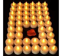 Aku Tonpa Paquete de 50 velas parpadeantes blancas realistas que funcionan con pilas, 2 veces más largas, sin llama, pilas incluidas