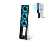 Akuma Cyber W02 - Ventilador retroiluminado Compatible con PS5 Slim con 3 Ventiladores y un Puerto USB 3.0 Externo, Color Blanco