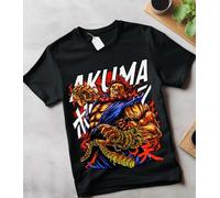 Akuma Gouki T-Shirt Karate Street Fighter Video Games Fighting Shirt Graphic tee Black 3XL