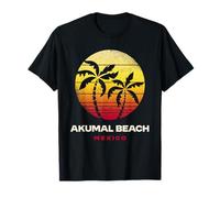 Akumal Beach México Retro Palm Sunset Tropical Beach Vibes Camiseta