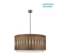 Akunadecor colgante 3luces modelo alexandra cuero/madera oscura