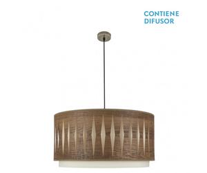 Akunadecor colgante 3luces modelo alexandra cuero/madera oscura